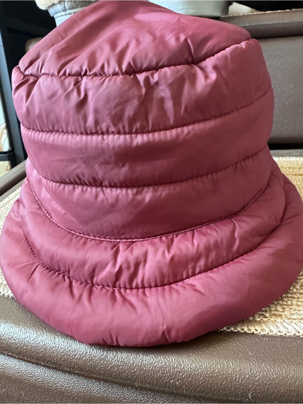 Maroon Puffer Bucket Hat - Picture 1 of 4